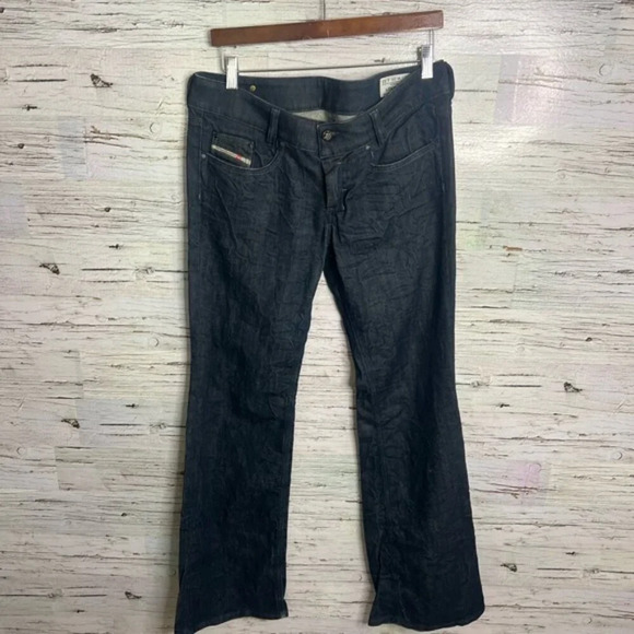Diesel Women's Louvely Jeans Slim Bootcut Low Rise Dark Blue size W31 - Picture 1 of 8